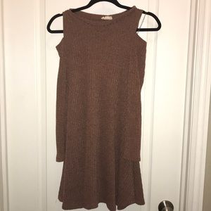 Off the shoulder camel dress